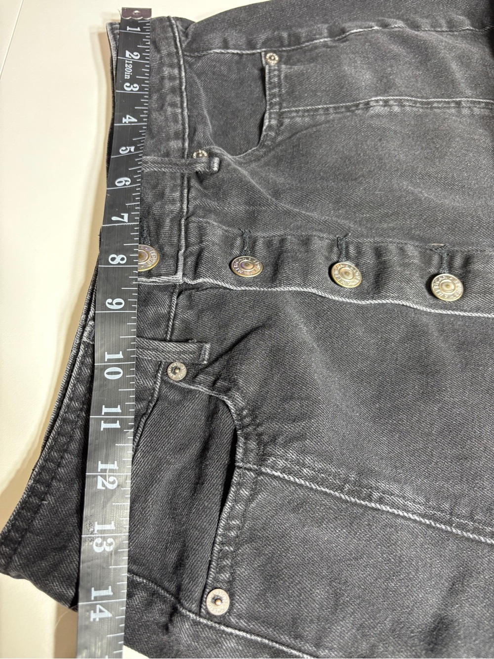 American Eagle High Waisted Button Fly Seam Detail A Line Denim Mini Skirt - Picture 6 of 7